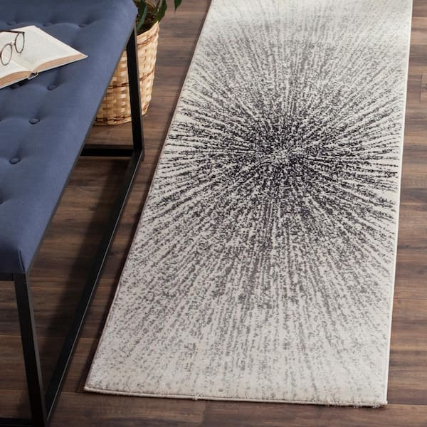 Evoke Black/Ivory 2 ft. x 11 ft. Geometric Runner Rug