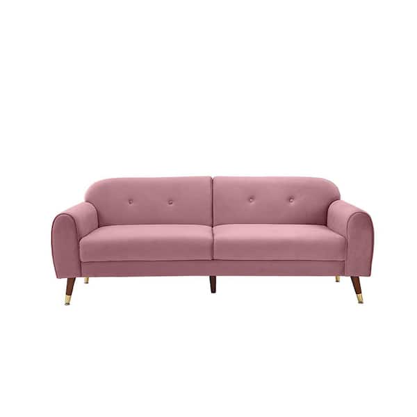 wetiny 27 in. W Square Arm 1-piece L Shaped Velvet Modern Sectional Sofa in Pink