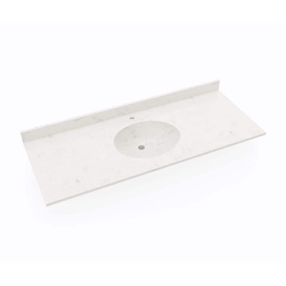 Ellipse 55 in W x 22 in. D Solid Surface Round Single Sink Vanity Top in Carrara price history on PriceWatchPro
