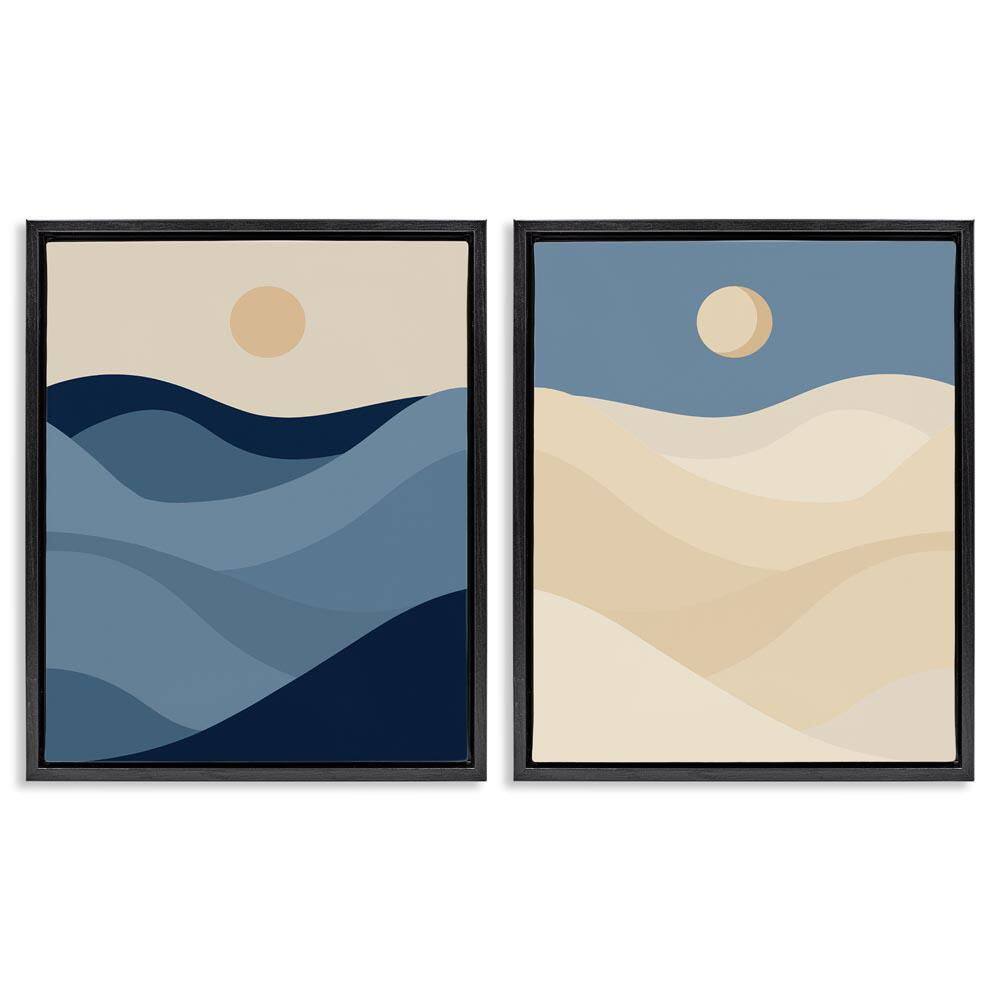 Boho Waves and Dunes by Daphne Polselli 2-Pieces Black Floater Frame Nature Graphic Art Print 21 in. x 17 in. price history on PriceWatchPro