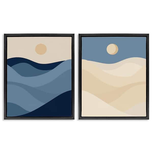 Stupell Industries Boho Waves and Dunes by Daphne Polselli 2-Pieces Black Floater Frame Nature Graphic Art Print 21 in. x 17 in.