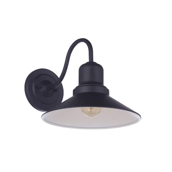 CRAFTMADE Singleton 10.25 in. Black Finish Outdoor Hardwired Wall Lantern Sconce w/ Shade, No Bulb Included