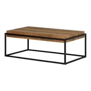 Mezzy 45 in. Natural Acacia Rectangle MDF Coffee Table with Metal Frame