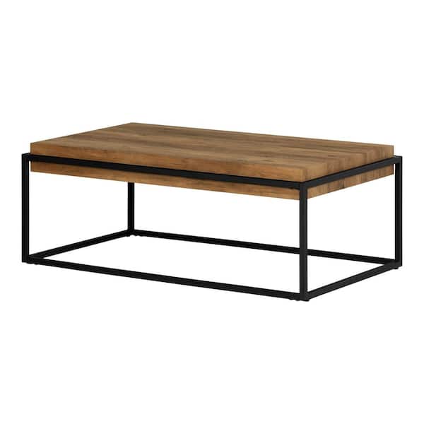 South Shore Mezzy 45 in. Natural Acacia Rectangle MDF Coffee Table with Metal Frame