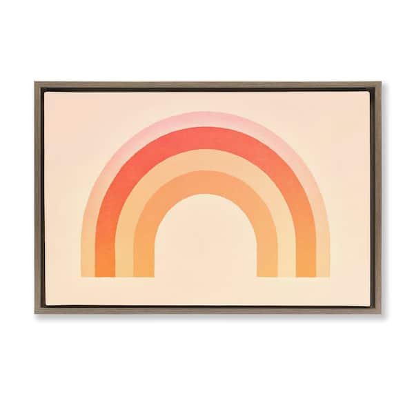 Stupell Industries Boho Rainbow with Gradient by Andrea Haase Brown Floater Frame Abstract Graphic Art Print 17 in. x 25 in.