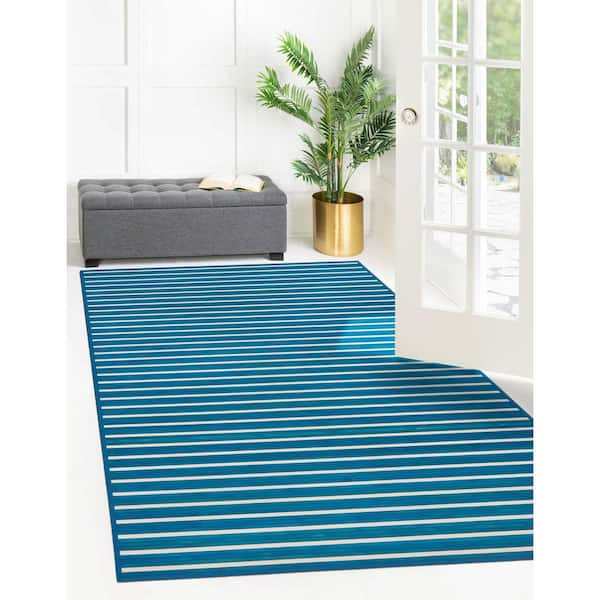 Bamboo Zhuzi Blue White 4 ft. x 6 ft. Rectangle Area Rug