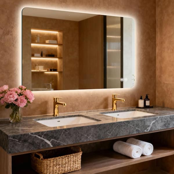 29.9 in. W x 47.9 in. H Rectangular Frameless LED Adjustable Backlit Large Area Anti-Fog Wall Mount Bathroom Mirror