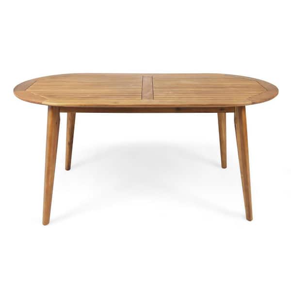 Miscool Anky Teak Oval Acacia Wood 30 in. H Outdoor Dining Table