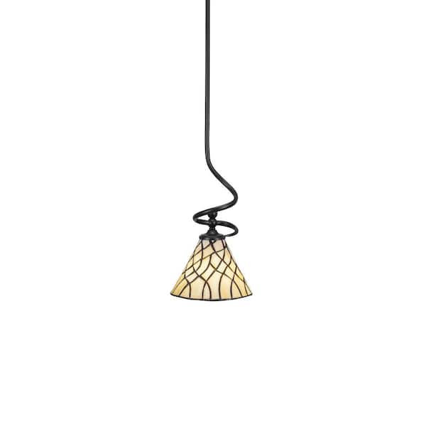 Unbranded Royale 100 W 1-Light Matte Black Standard Mini Pendant Light with Glass Shade