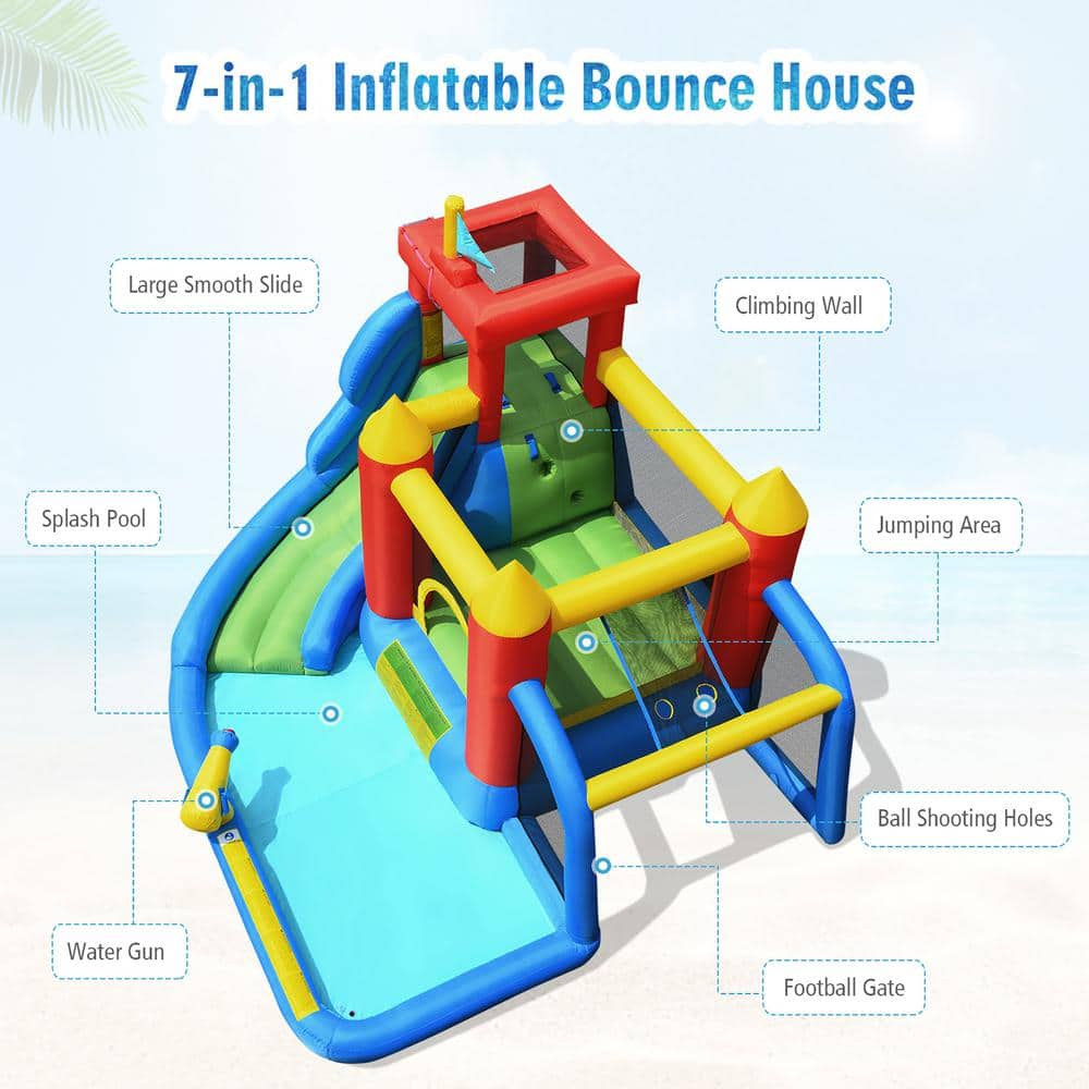 Colorful Inflatable Bounce House with Slide and Pool