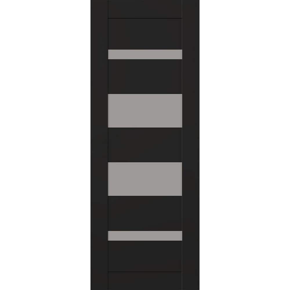 Mirella 32 in. W. x 84 in. No Bore 5-Lite Frosted Glass Black Matte Solid Composite Core Wood Interior Door Slab price history on PriceWatchPro