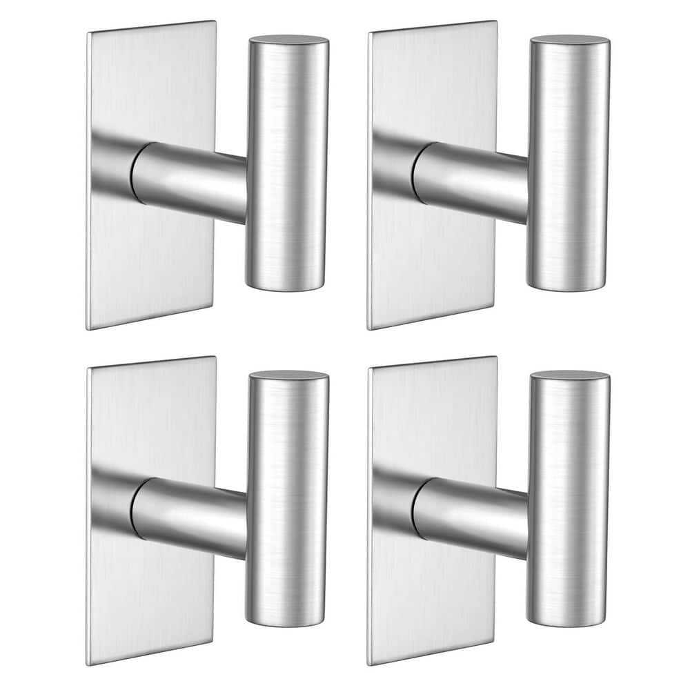4-Pack J-Towel Hooks in Silver, Heavy Duty Sticky Holder, Waterproof Towel Hooks for Hanging Coat, Clothes price history on PriceWatchPro