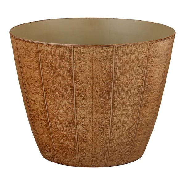 11 in. Shorehouse Redwood Plastic Planters (11 in.D x 8.5 in. H)