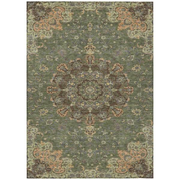 Chantille Machine Washable Indoor/Outdoor Abstract ACN2489 Olive 10 ft. x 14 ft. Area Rug