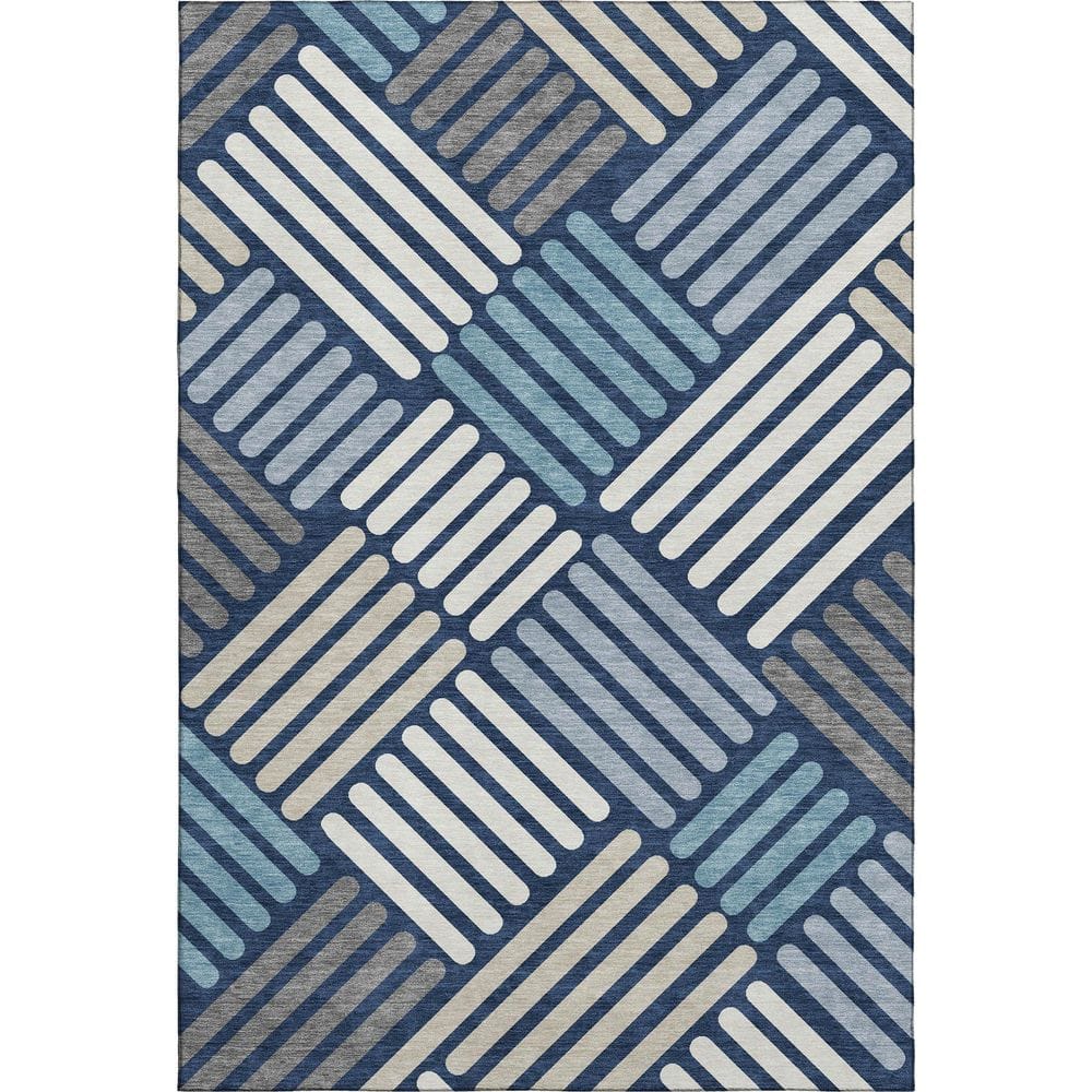 Mayfield Premium Machine Washable Abstract AMF2339 Navy 8 ft. x 10 ft. Area Rug price history on PriceWatchPro