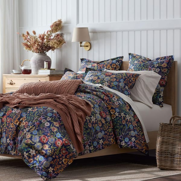 Company Cotton Secret Meadow Blue Multi Cotton Percale King Sheet Set