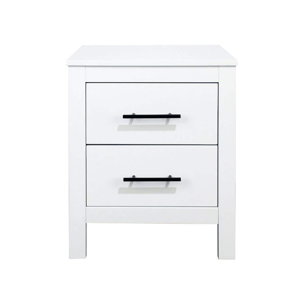 Highmore Furniture Dani 2Drawer White Nightstand 22 in. H x 17.7 in. W