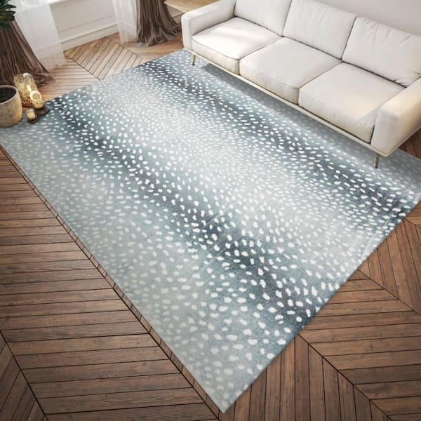 3 x 5 Gray Animal Print Runner Rug
