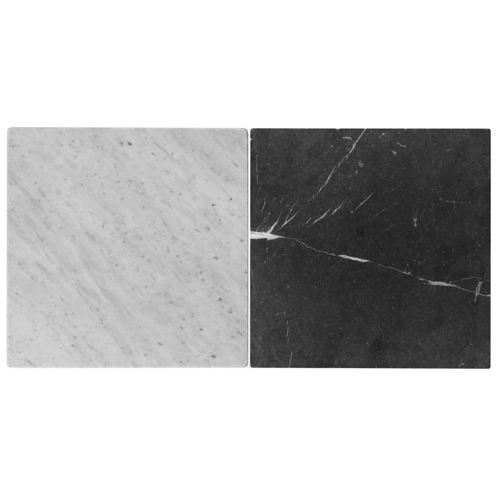 Heritage Nero and Bianco Carrara 6 in. x 0.37 in. Tumbled Marble Checkerboard Floor and Wall Tile Sample price history on PriceWatchPro