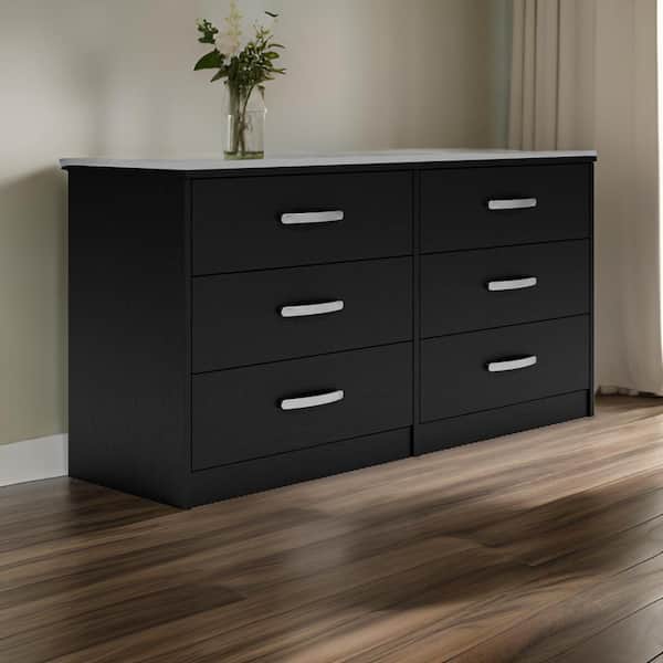 Finny Matte Black 6-Drawer 59 in. Wide Dresser Without Mirror