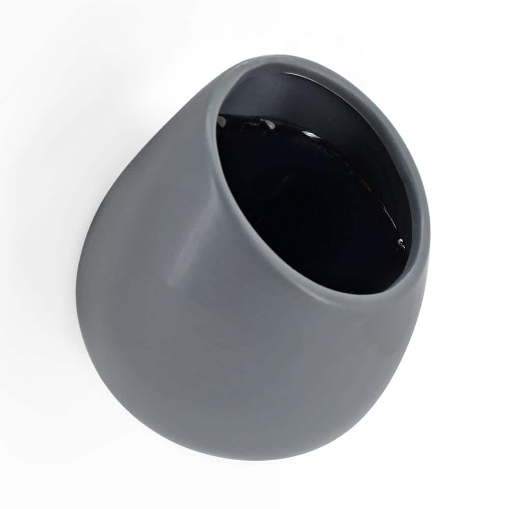 Round 3 1/2 in. x 4 in. Dark Grey Ceramic Wall Planter