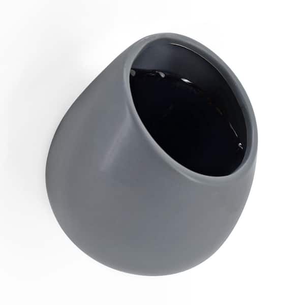 Arcadia Garden Products Round 3 1/2 in. x 4 in. Dark Grey Ceramic Wall Planter