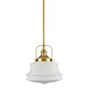 CLAXY 60 Watt 1 Light Gold Finished Shaded Pendant Light with Milk glass Glass Shade and No Bulbs Included DE-B5298DU-J-N