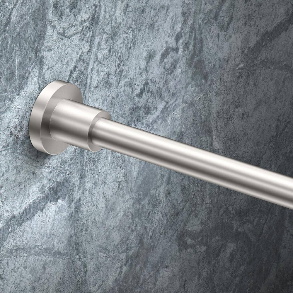 Modern Satin Nickel 60" Wall Mounted Straight Shower Curtain Rod