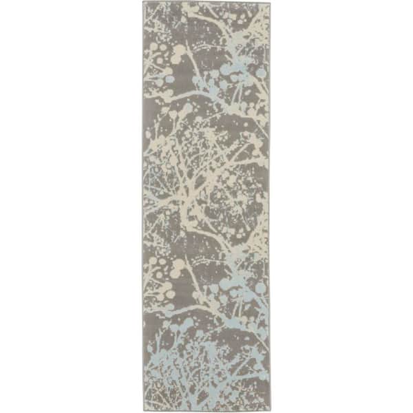 Jubilant Grey 2 ft. x 7 ft. Moroccan Farmhouse Kitchen Runner Area Rug
