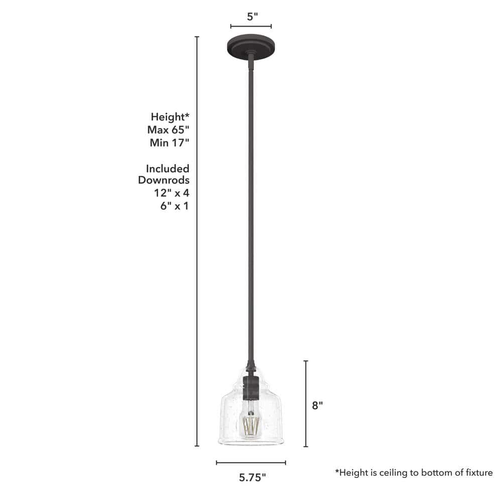 Noble Bronze Mini Pendant with Seeded Glass Shade