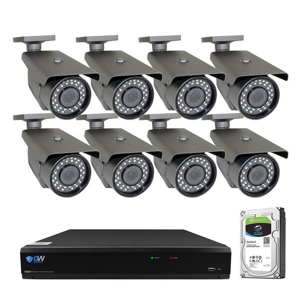 GW Security 8-Channel HD-Coaxial Security System with 8x GW561HD 5-MP Cameras 3.3 mm to 12 mm Varifocal Lens 98 ft. IR and 2TB HDD
