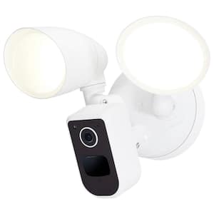 Starfish Smart Outdoor Hardwired Floodlight Security Camera with Color Night Vision 2-Way Talk Siren CCT Select, White