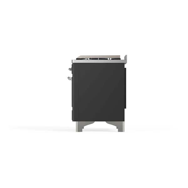 Majestic II 48 in. Double Oven Dual Fuel Range with 8 Sealed Burners, Glass Door, Chrome Trim in Graphite Matte