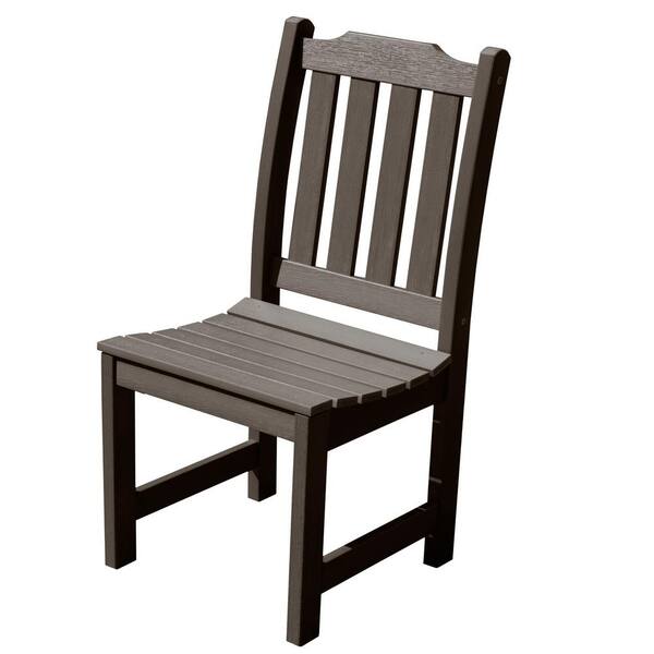 Highwood Lehigh Weathered Acorn Armless Recycled Plastic Outdoor Dining Chair