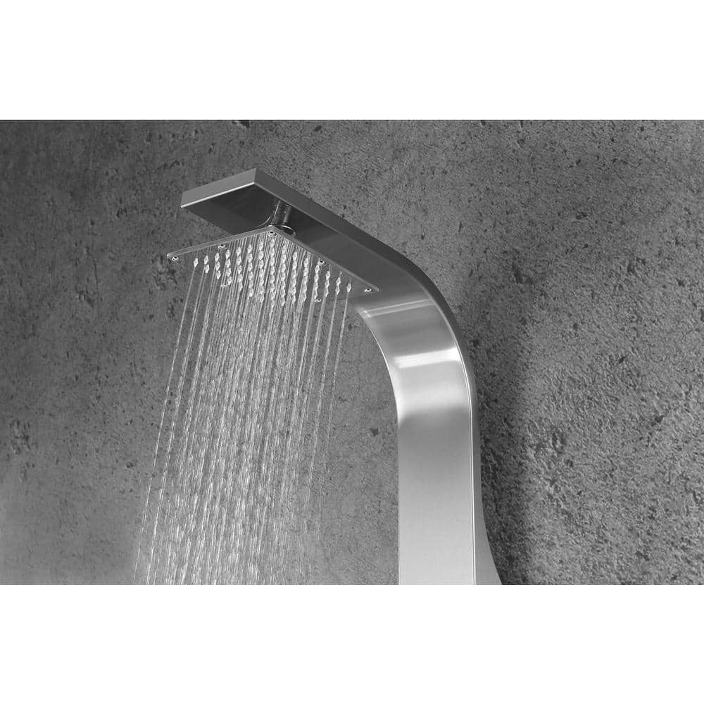 Silent 40'' Brushed Steel Full Body Shower Panel with Rain Shower