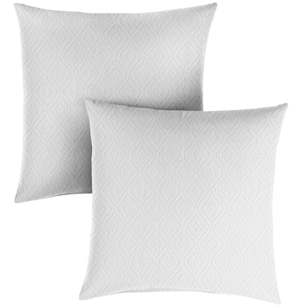 SORRA HOME Sunbrella Retain Snow Square Outdoor Throw Pillow (2-Pack)