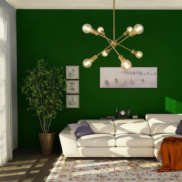 Modern 25 in. W 8-Light Gold Chandelier Sputnik Pendant Light for Foyer, Dining Room, Living Room with No Bulb Included