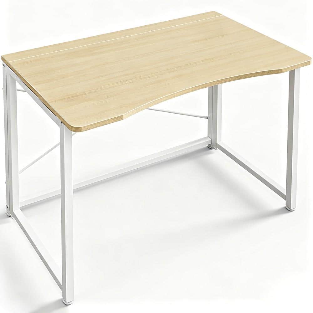 31.5 in. W Oak Metal Folding Computer Desk for Small Spaces