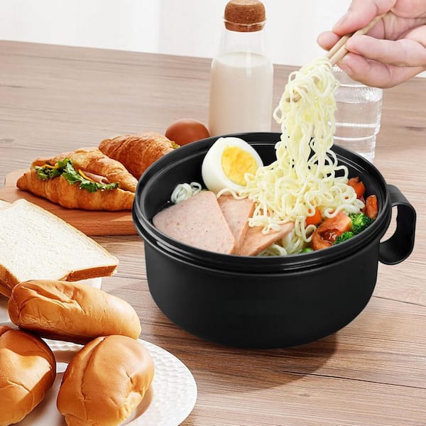 Wudkey 48 fl. oz. Red Polypropylene Microwave Ramen Cooker Bowl