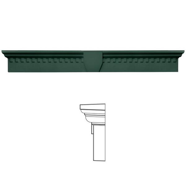 Builders Edge 9 in. x 73 5/8 in. Classic Dentil Window Header with Keystone in 028 Forest Green