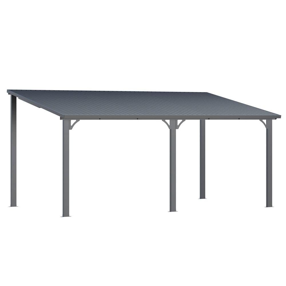 AECOJOY 16 ft. x 10 ft. Outdoor Pergola Hardtop Gazebo, Wall