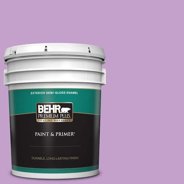 BEHR PREMIUM PLUS 5 gal. #P100-4 Lovers Knot Semi-Gloss Enamel Exterior Paint & Primer