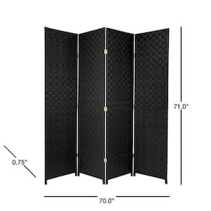 6 ft. Black 4-Panel Room Divider