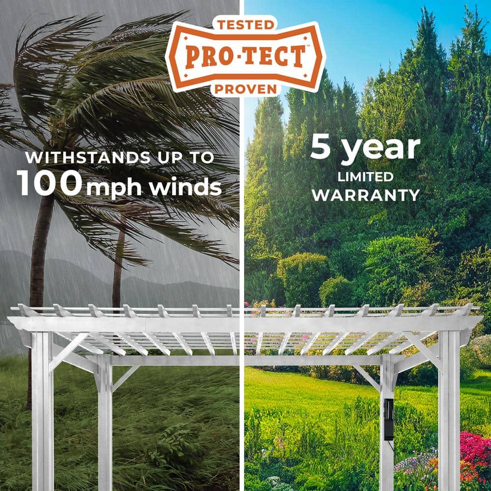 Hawthorne 14x12 White Galvanized Steel Pergola with Canopy