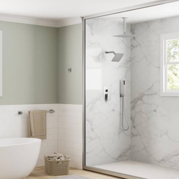 GRANDJOY 3-Spray 10 and 6 in. Dual 3 in 1 Ceiling Mount Fixed and