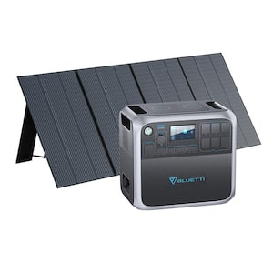 2000W Continuous/4800W Peak Output Power Station AC200P Push Button Start LiFePO4 Battery with 380-Watt Solar Panel