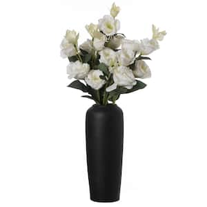 10.5 in. Contemporary Black Ceramic Cylinder-Shaped Table Flower Vase Holder