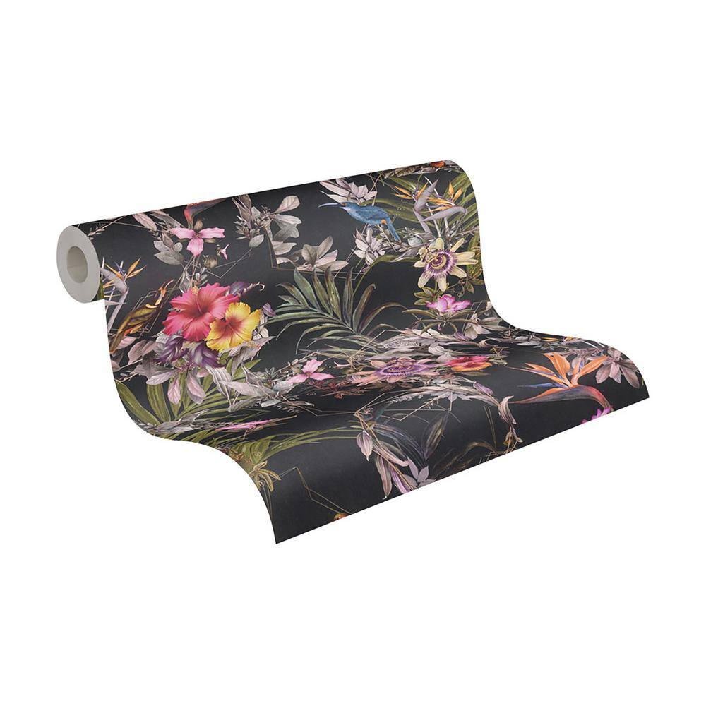 Hollis Navy Tropical Non-Woven Wallpaper Roll