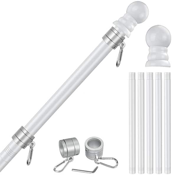 Unbranded Flag Stars 5 Sections 6 ft. Stainless Steel Flagpole - White