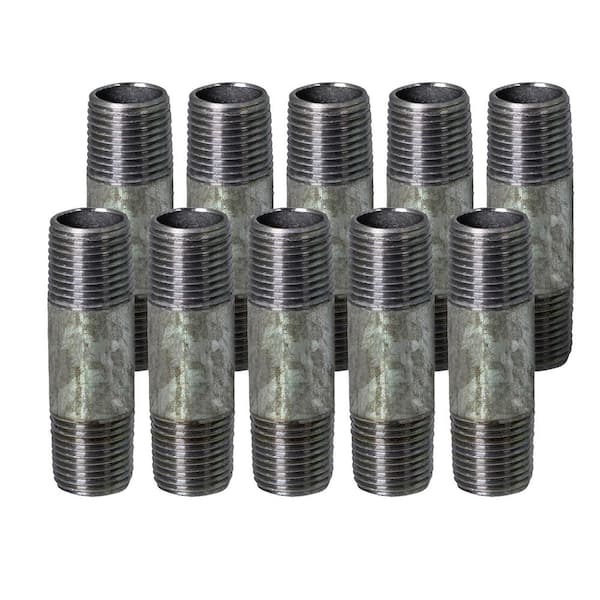 PLUMBFLEX 1-1/2 in. x 5 in. Galvanized Steel Nipple Pipe (10-Pack)